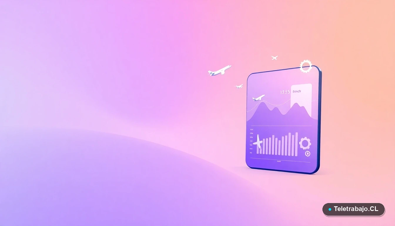 Elementos de interfaz de usuario abstractos con iconos de aviones y gráficos de ruta de vuelo, estilo ilustración vectorial plana, para artículo sobre postulación a tripulante de cabina.