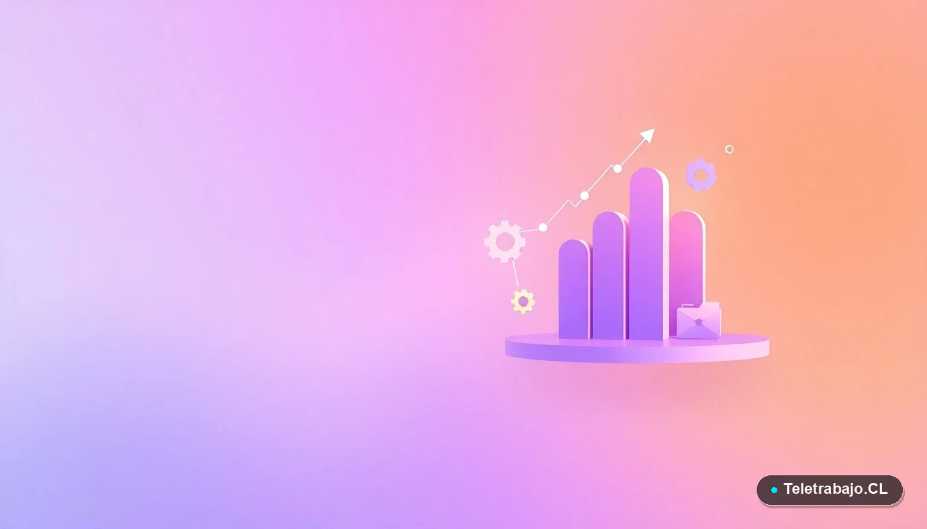 Elementos de interfaz de usuario abstractos y modernos, como gráficos y engranajes, que representan el uso de tecnología e inteligencia artificial.