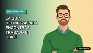 Ilustración vectorial plana de un trabajador chileno moderno creando su currículum con inteligencia artificial, fondo degradado suave.