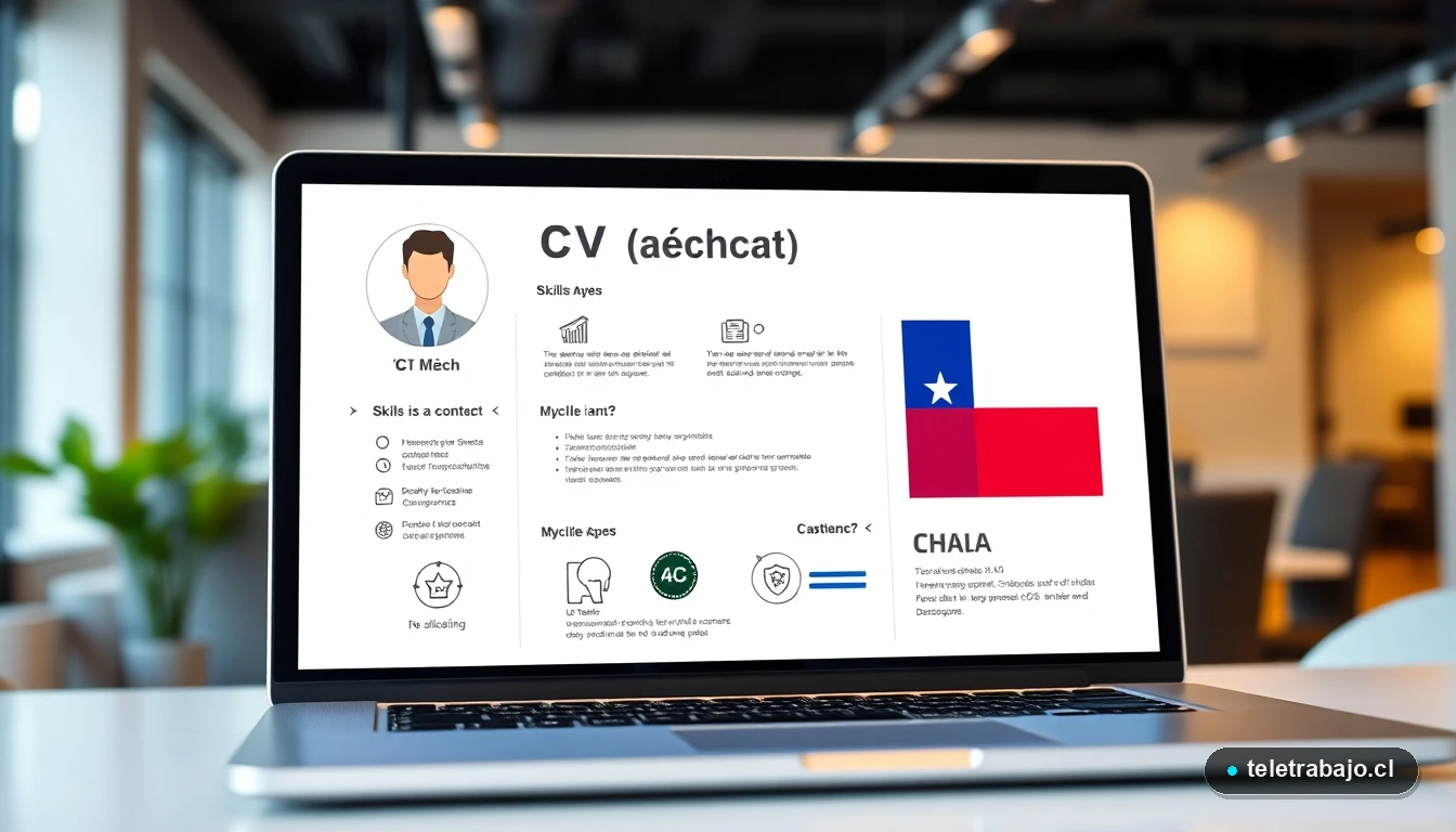 Ejemplo de currículum vitae profesional moderno para el mercado laboral chileno 2026 en pantalla de computador