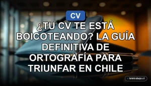 Guía de ortografía profesional para currículums en Chile, objetos de oficina sobre vidrio.
