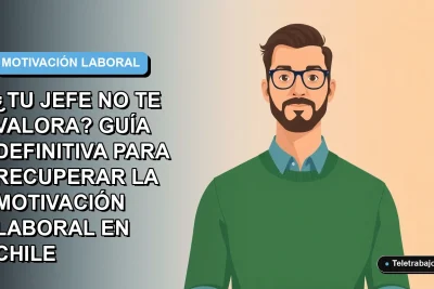 Ilustración vectorial plana de un trabajador de oficina hombre con expresión pensativa, sobre fondo degradado azul y blanco, concepto de motivación laboral en Chile.