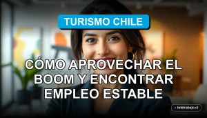 Oportunidades de empleo estable en el sector turístico de Chile para el año 2026, representadas en una oficina moderna.