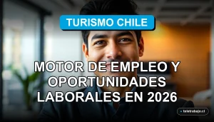 Un ejecutivo sonriente en una oficina moderna representa el crecimiento del empleo en el sector turístico de Chile para el año 2026.