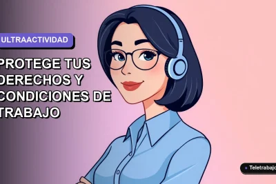 Ilustración vectorial plana de una mujer profesional chilena con blusa azul y corte bob, sobre fondo degradado lavanda, representando la protección de condiciones laborales en 2026.