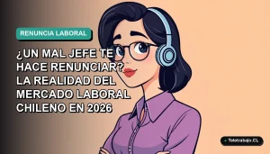 Ilustración vectorial plana estilo Corporate Memphis de una mujer profesional chilena con expresión pensativa, sobre un fondo degradado azul verdoso. Espacio negativo a la izquierda.