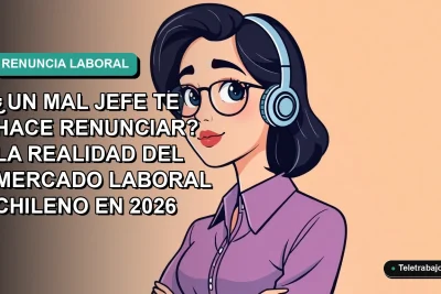 Ilustración vectorial plana estilo Corporate Memphis de una mujer profesional chilena con expresión pensativa, sobre un fondo degradado azul verdoso. Espacio negativo a la izquierda.