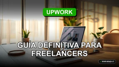 Comparativa visual entre las plataformas Upwork y Workana para freelancers en un escritorio moderno de home office.