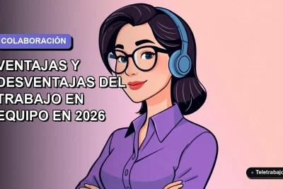 Ilustración vectorial plana de una mujer profesional de teletrabajo, estilo Corporate Memphis, con fondo degradado lavanda y espacio negativo.