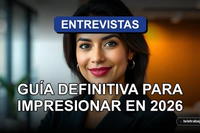 Guía profesional para videoentrevistas exitosas en Chile, fondo de oficina moderna desenfocado.
