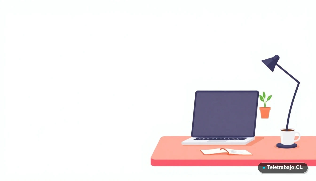 Escritorio moderno minimalista con laptop, cuaderno y taza de café, concepto de espacio de trabajo remoto para nómadas digitales, fondo degradado verde menta.