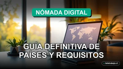 Portada de guía para la Visa Nómada Digital 2026 mostrando un escritorio moderno de trabajo remoto con laptop y pasaporte.