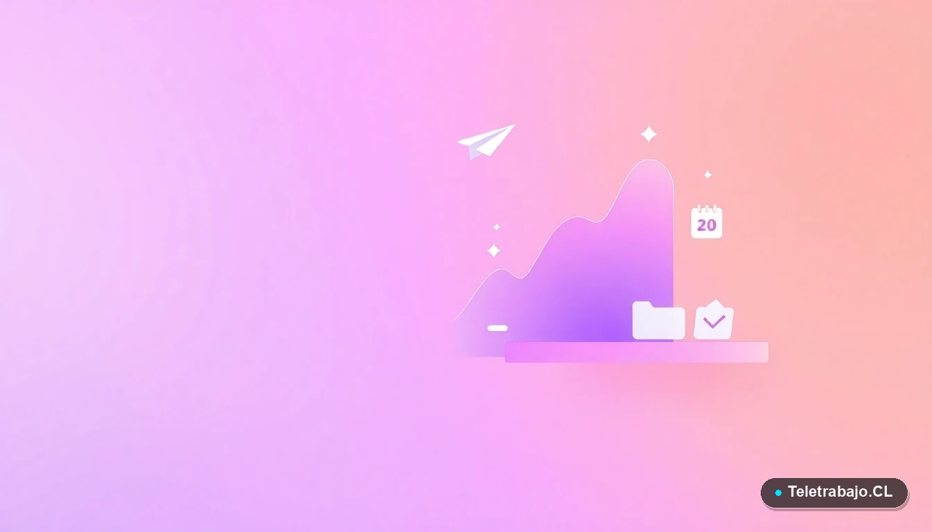 Elementos abstractos de interfaz de usuario en estilo vectorial plano: gráficos, ícono de avión de papel y carpetas, sobre fondo degradado lavanda, representando la planificación y trámites de la visa.