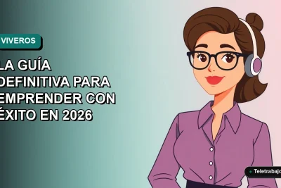 Ilustración vectorial plana de una mujer profesional de teletrabajo en Chile, con fondo degradado vacío, representando el emprendimiento y los viveros de empresas.