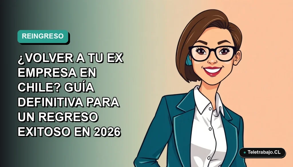 Ilustración plana corporativa de una mujer profesional chilena sonriente, con camisa blanca y blazer, sobre fondo degradado azul verdoso. Espacio negativo a la izquierda.
